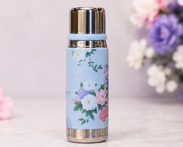 Premium Stainless Steel Water Bottle – Elegant Floral Print Design