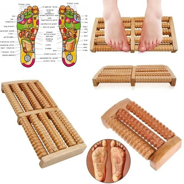 Traditional Wooden Roller Foot Massager – Natural Wood Relaxation Tool