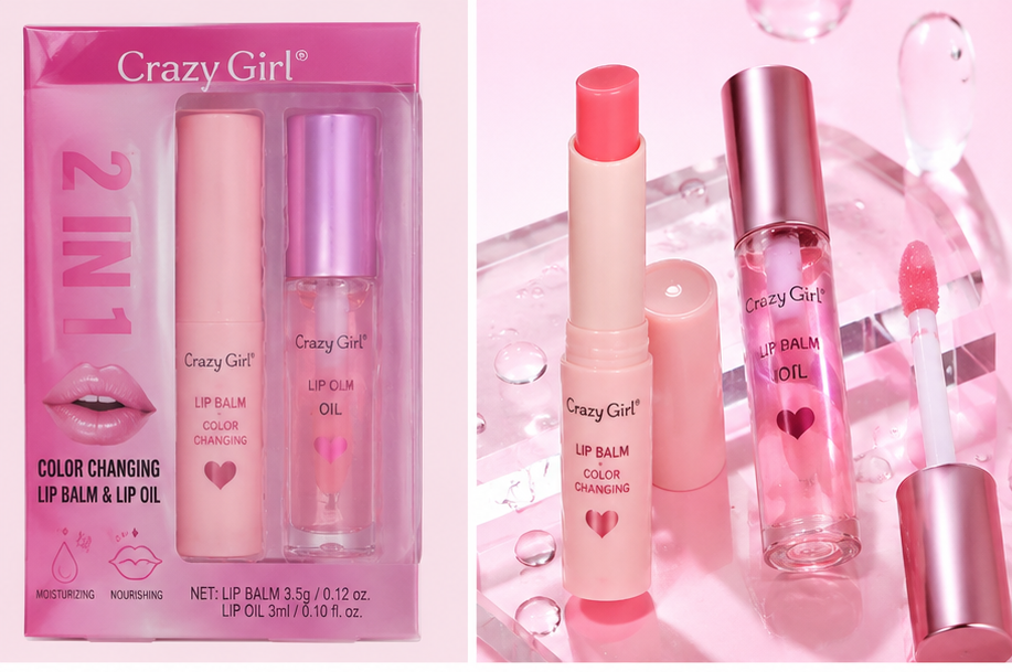 Crazy Girl 2 In 1 Color Changing Lip Balm &amp; Lip Oil Set