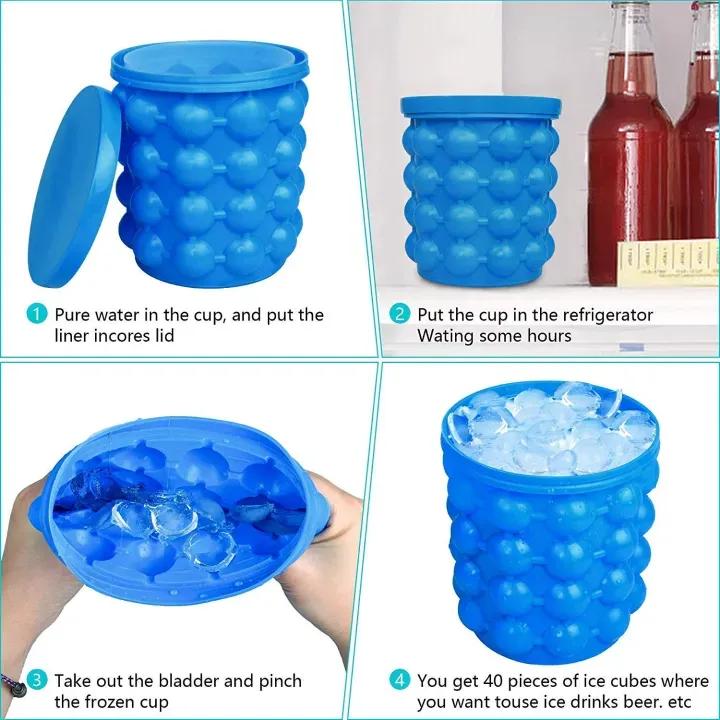 Ice Genie Silicone Ice Cube Maker – 120 Capacity Ice Bucket Container